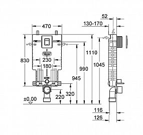 Grohe Uniset 38825000 modul 2v1 pro závěsné WC s tlačítkem