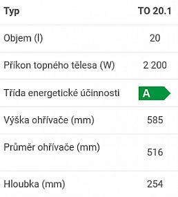 Dražice TO 20.1 elektrický ohřívač vody, maloobjemový, tlakový 1202105101