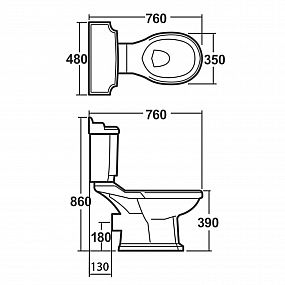 SAPHO AQUALINE ANTIK WC kombi mísa, bílá, AK107-432