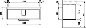 LAUFEN BASE H4024921102611 skříňka pod umyvadlo 115,9×53,1×43,8 cm, 2 zásuvky, pro umyvadlo Laufen Pro S H814965