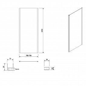 SAPHO AQUALINE AMADEO obdélníkový sprchový kout 1000x800 mm, L/P varianta, sklo Brick, BTS100BTP80